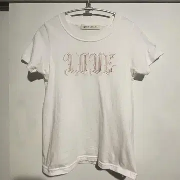 tanakadaisuke LOVE 자수 화이트 반팔 미니 T셔츠