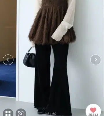 Kastane 벨로아 튤 팬츠 블랙 사이즈 1