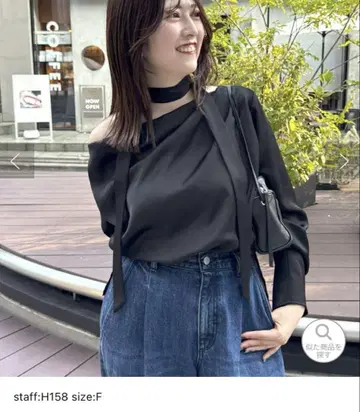 드레이프 블라우스 블랙 F 사이즈