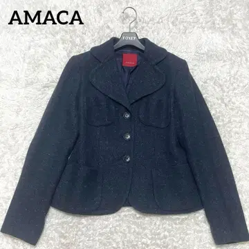 새상품급 아마카 믹스 트위드 라메 자켓 40 L