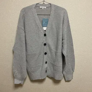 새상품 글로벌 워크 깔끔 V넥 가디건 멜란지 그레이 라메 L 완판