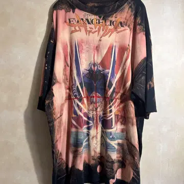 EVANGELION 에반게리온 블리치 가공 페이드 반팔 티셔츠