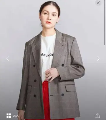 택 포함 새상품 유나이티드 애로우즈 체크 더블 자켓 S 가을/겨울