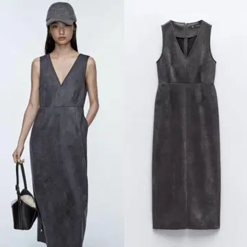 새상품 ZARA 에코 스웨이드 오버롤 스커트 XS 사이즈
