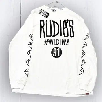택 포함 미사용 새상품 RUDIES 화이트 긴팔 티셔츠 롱T XXL