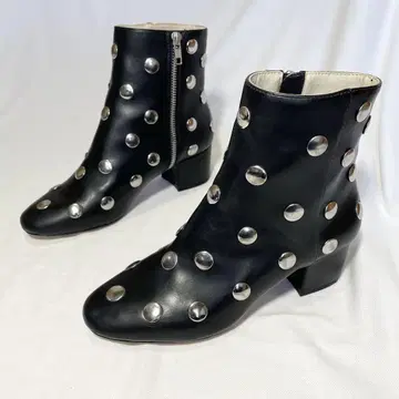 H&M 사이드 지퍼 부츠 스터드 장식 블랙 38 (24cm)