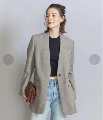 UNITED ARROWS 믹스 트위드 컬러리스 자켓 M