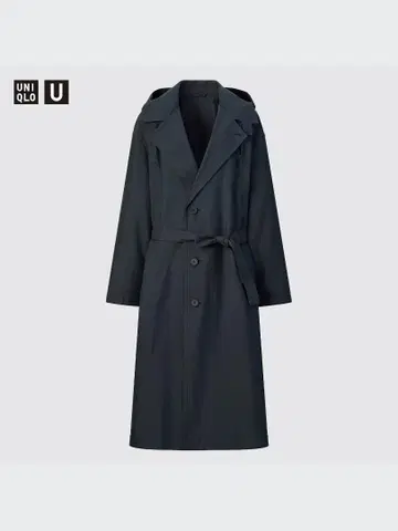 UNIQLO U 후디드 롱 코트 블랙