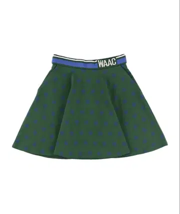 WAAC 그린 블루 도트 플레어 스커트