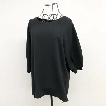 인디비 티셔츠 상의 M 블랙 심플 오부소매 무지