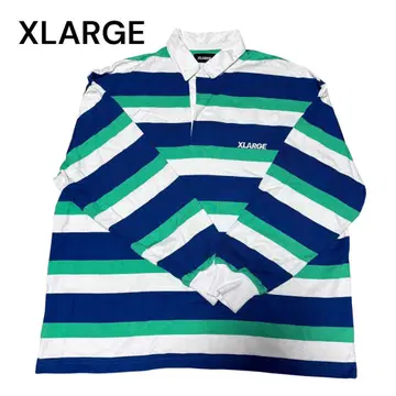 XLARGE 라거 셔츠 블루/화이트 카라 부착 롱 T S 사이즈