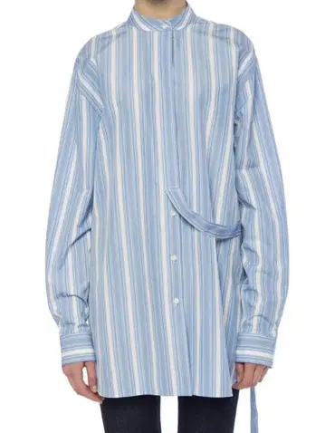 JILSANDER 질 샌더 블루 스트라이프 밴드 카라 셔츠