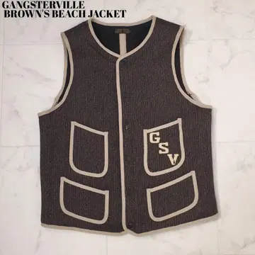 레어 새상품급 브라운즈 비치 자켓 x 갱스터빌 갱 베스트 브라운