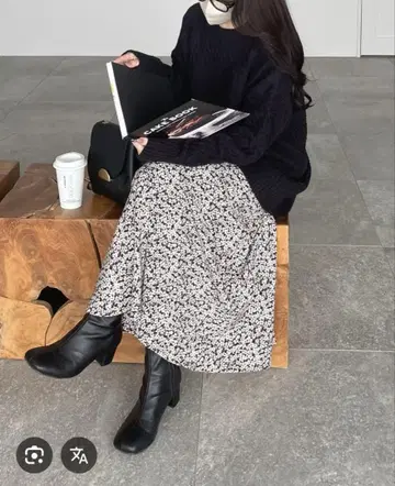 [ nairo ] 플라워 플레어 스커트 블랙 화이트 베이지 미니 꽃무늬