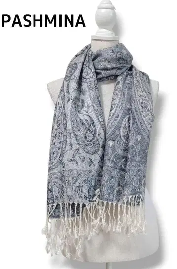 PASHMINA 프린지 달린 대형 스톨 페이즐리 무늬