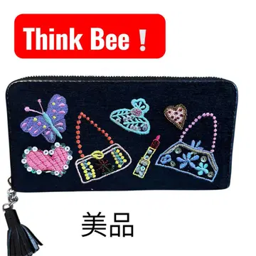 [ 새상품급 ] Think Bee! 장지갑 자수 스팽글 블랙