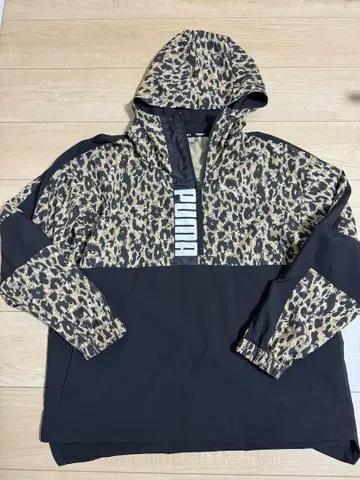 PUMA 푸마 레오파드 무늬 레오파드 패턴 저지 나일론 후드티 후디