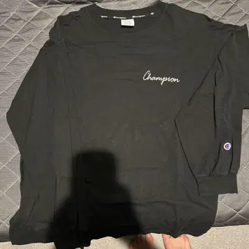 Champion 블랙 롱 슬리브 T셔츠 M