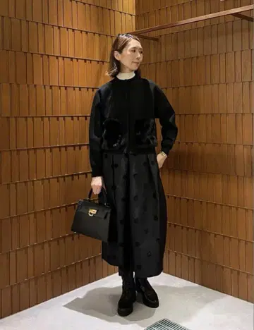 Ballsey 울 폴리에스테르 밀라노 리브 퍼 포켓 가디건 블랙