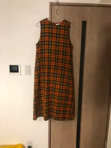 BEAMS BOY 폴리에스테르 체크 슬리브리스 원피스