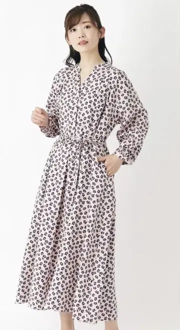 로라 애슐리 비치 포피 패턴 색 원피스 허리 리본 미니 꽃무늬