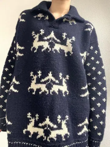 초레어! 45RPM 빈티지 90s 두툼한 코위찬 니트 L 상당