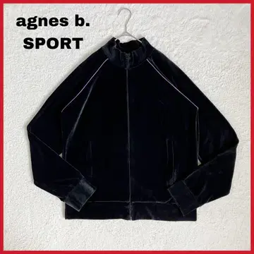 agnes b. sport 벨로아 무지 트랙 자켓 저지 라인
