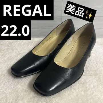 새상품급 REGAL 블랙 스퀘어토 펌프스 22.0