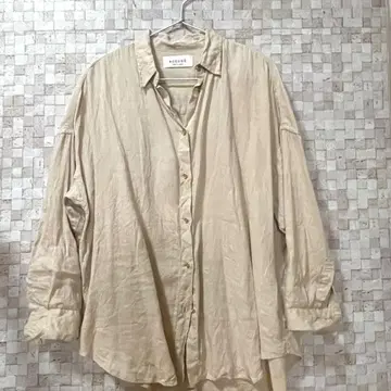 100% 린넨 긴팔 셔츠 골드 버튼