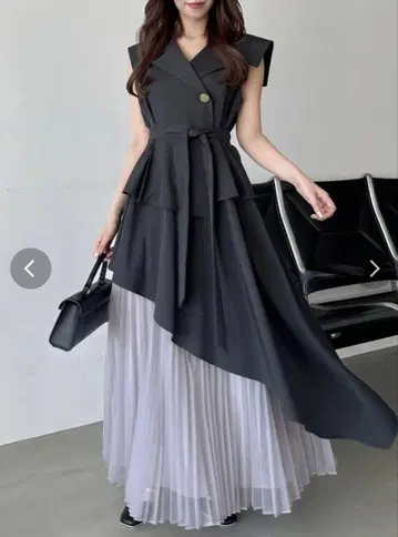 dazzlin 슬리브리스 비대칭 롱 원피스
