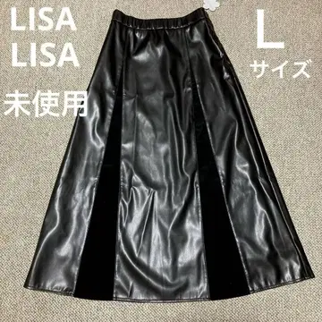 미사용 리사리사 LISALISA 아시야 블랙 가죽 플레어 스커트