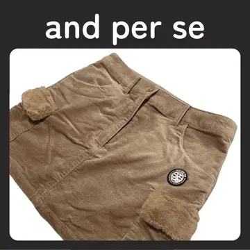 and per se 코듀로이 스트레치 스커트 브라운 M