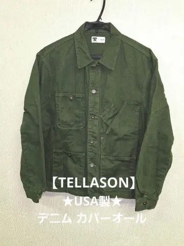 USA제 TELLASON 테라손 데님 커버올 그린 L