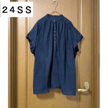 24SS Spick & Span 코튼 린넨 개더 프렌치 슬리브 셔츠