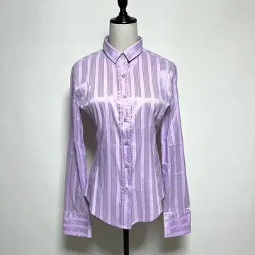 나라 까미체 블라우스 II 스트레치 새틴 스트라이프 라벤더