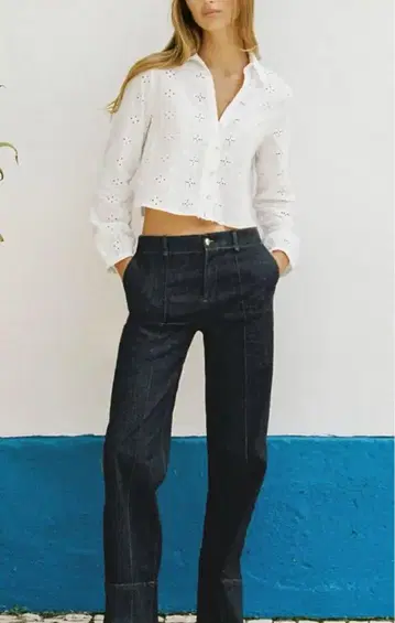 하이웨스트 센터 프레스 데님 팬츠