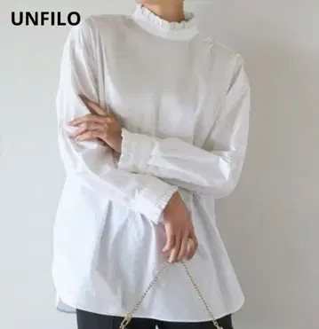 UNFILO [항균 방취] 이지케어 프릴 넥 셔츠 XL