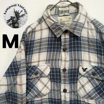 US 구제 의류 플란넬 셔츠 AMERICANEAGLE 네이비 M
