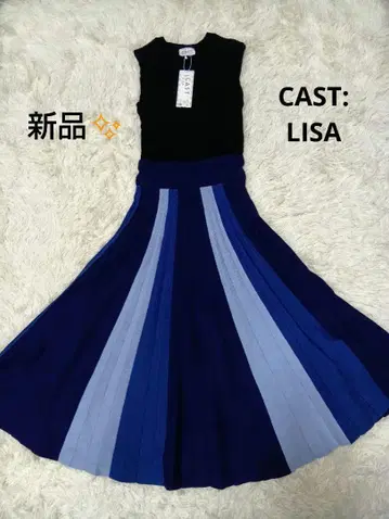 새상품 삼양상회 CAST:LISA 니트 원피스 롱 플리츠