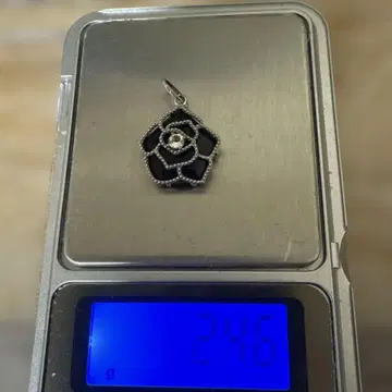 k10WG 오닉스 까멜리아 지르코니아 펜던트 탑 2.48g