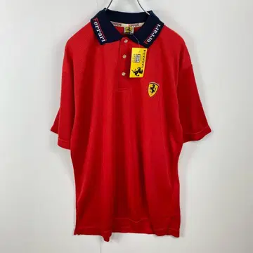 새상품 FERRARI 페라리 F1 피케 셔츠 반팔 와펜 로고 자수 빨간색