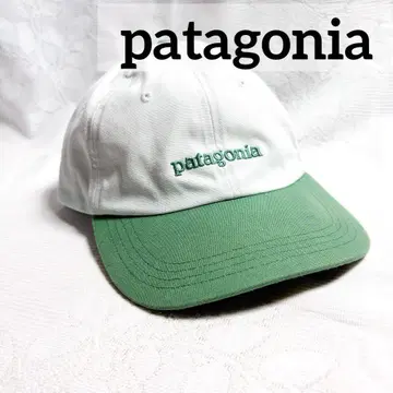 [ 새상품급 ] patagonia 로고 캡 화이트 x 그린 백 조정 가능