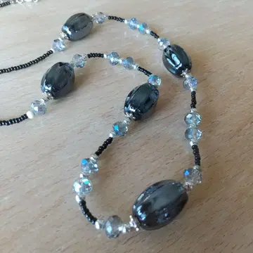 [ 유리 비즈 ] 롱 목걸이 네이비, 블루, 그레이 계열
