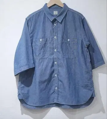 ORDINARY FITS 샴브레이 숏 슬리브 워크 셔츠