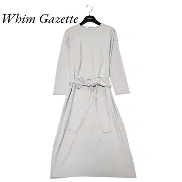 [ 새상품급 ] 윔 가젯 울 롱 원피스 리본 벨트 베이지 프리