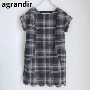 agrandir 미니 원피스 반팔 체크 무늬 튜닉 네이비 38