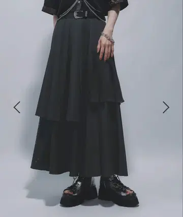 HARE 자카드 플리츠 레이어드 스커트