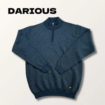 DARIOUS 울 혼방 하프 지퍼 스웨터 그리스제 남성용 XL