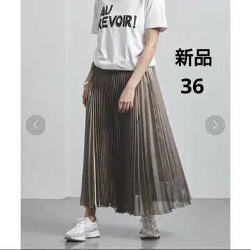 유나이티드 애로우즈 글리터 플리츠 스커트 실버 메탈릭