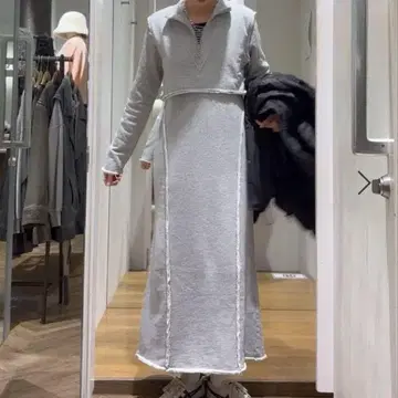 JEANASIS 지나시스 원피스 그레이 맥시 원피스 롱 맨투맨